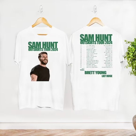 Sam Hunt 2024 Concert, Sam Hunt 2024 Outskirts Tour  2 Sided T-Shirt - Picture 1 of 4